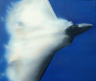 F15 with wing condensation compression cloud