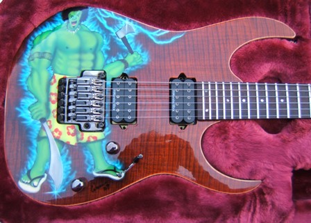 Simons Polynesian Hulk Ibanez guitar
